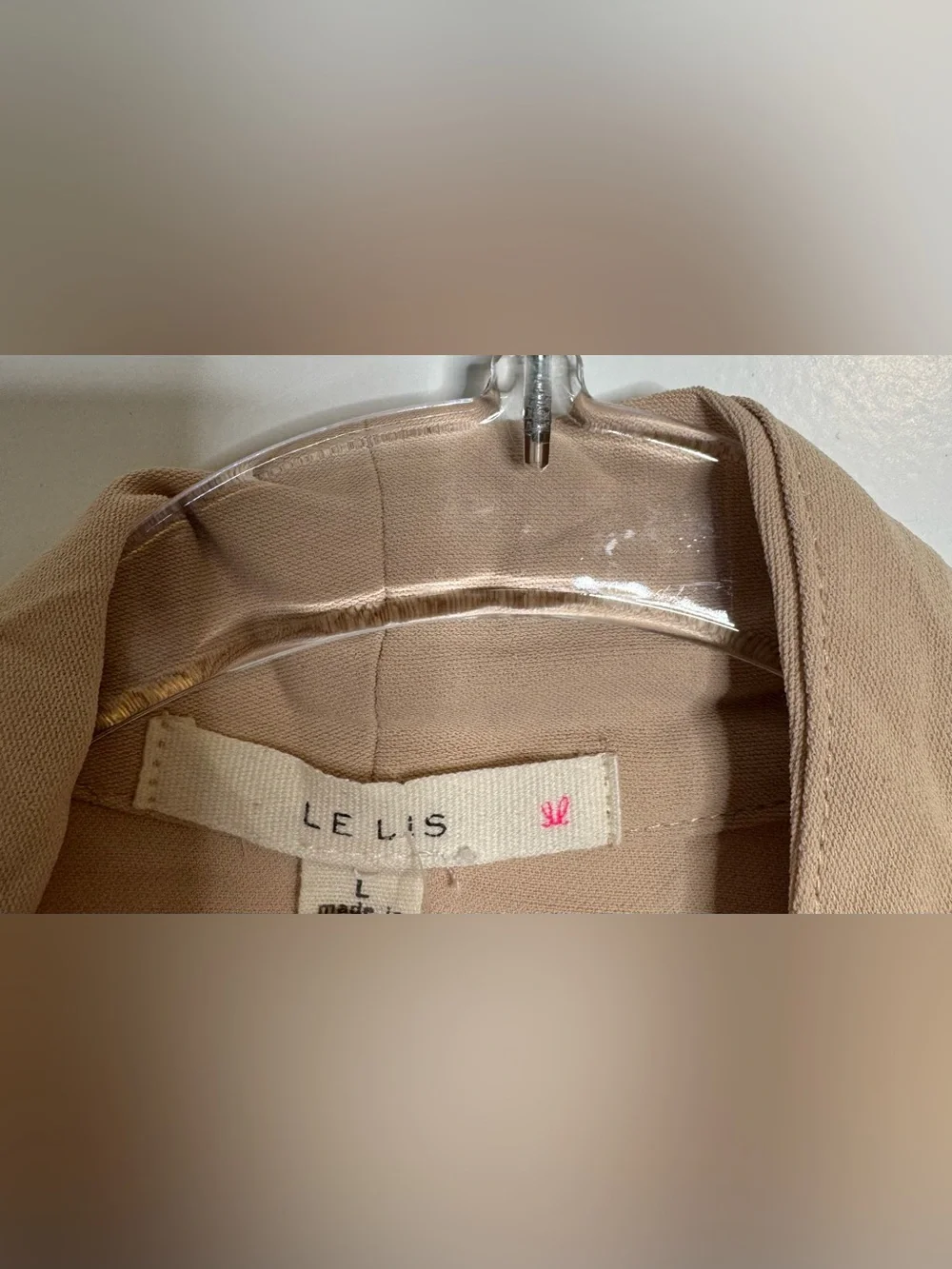 Le Lis Open-Front Draped Blazer in Beige open front size Large